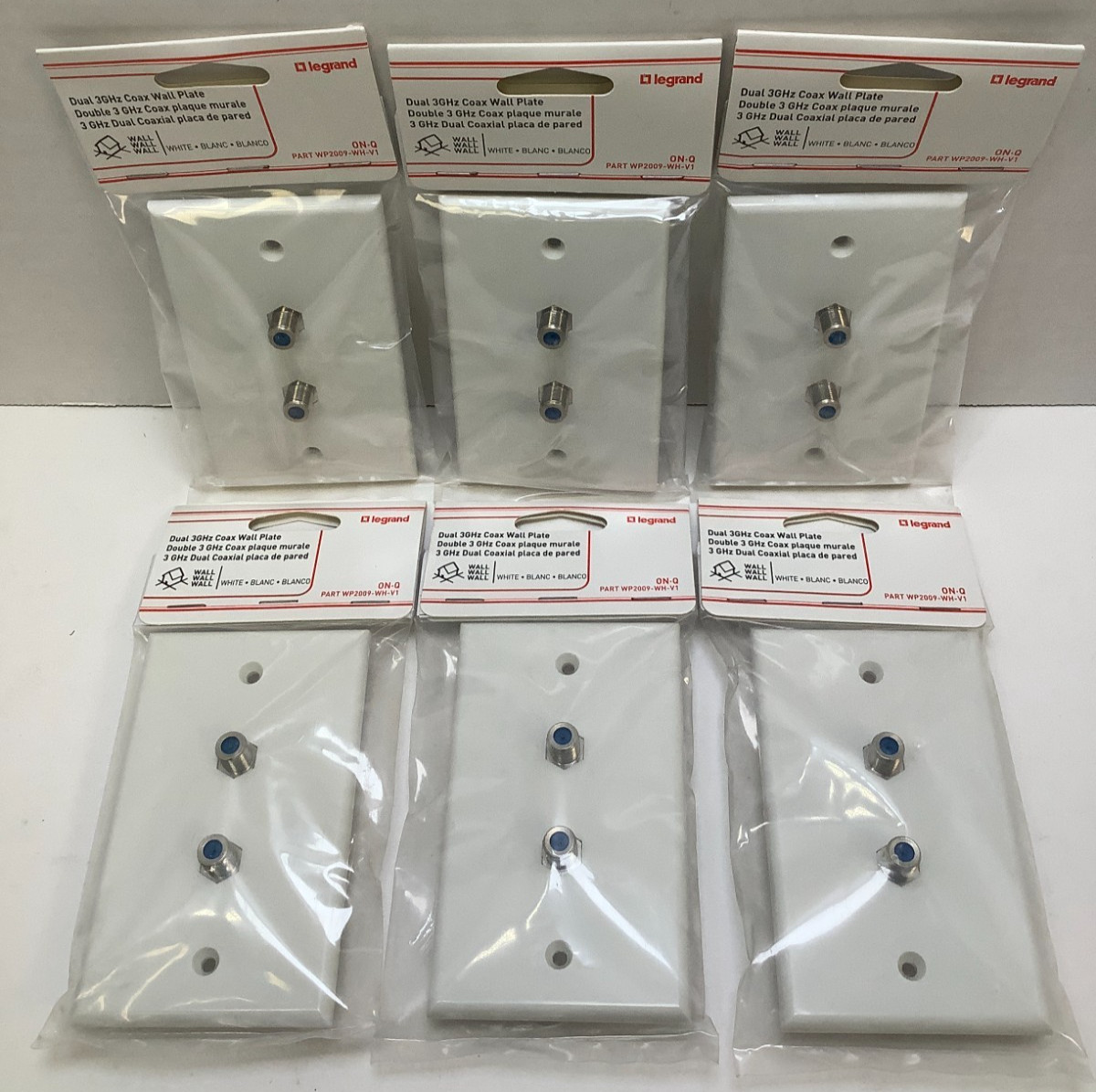 Legrand-On-Q Basic Dual 3GHZ Coax Wall Plate, White, Lot of 7