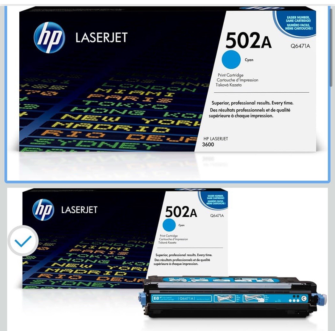 HP Laserjet Cyan 502A Toner Print Cartridge New and Sealed Original