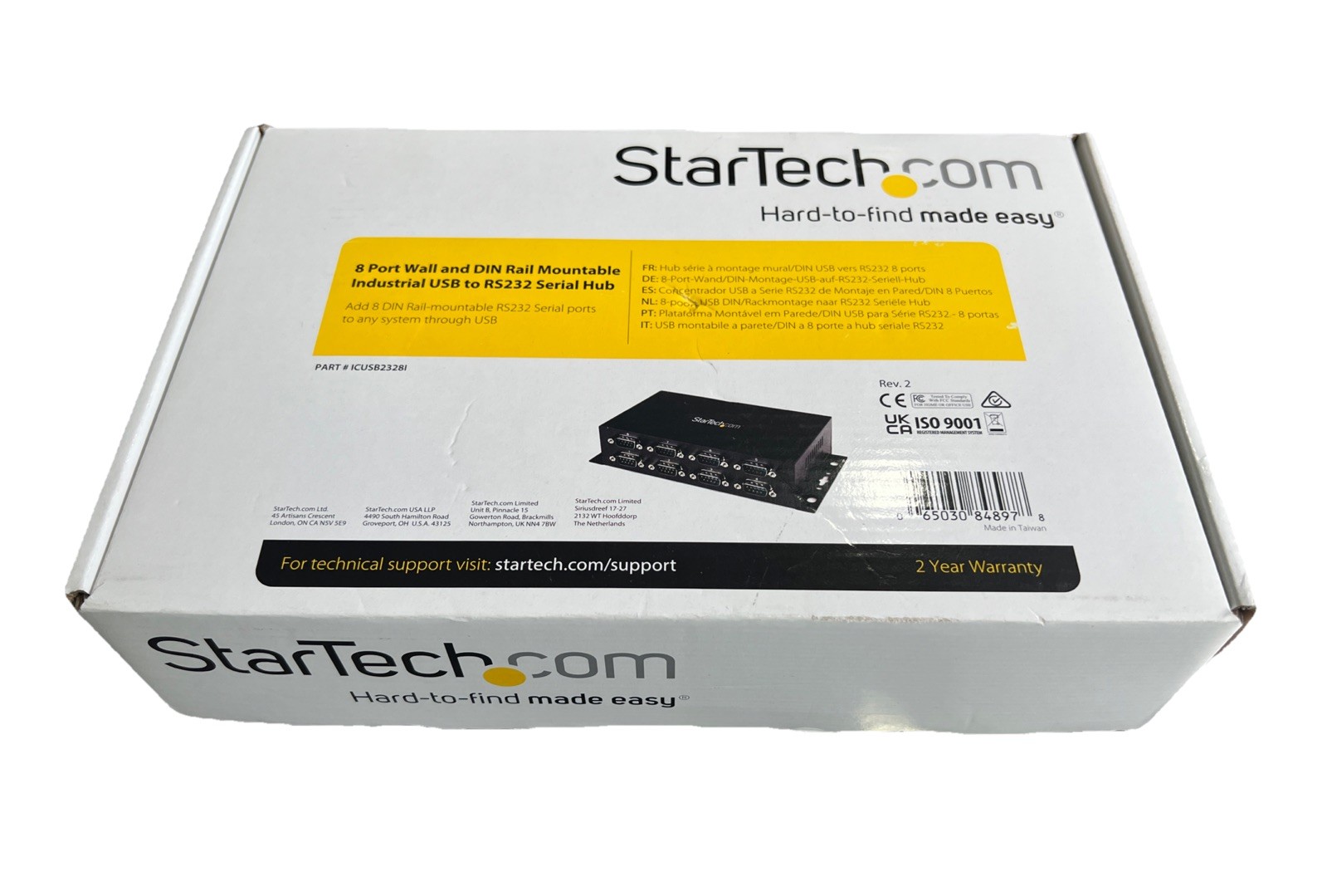 startech.com 8 port wall and DIN Rail Mountable Industrial USB to RS232 Serial H
