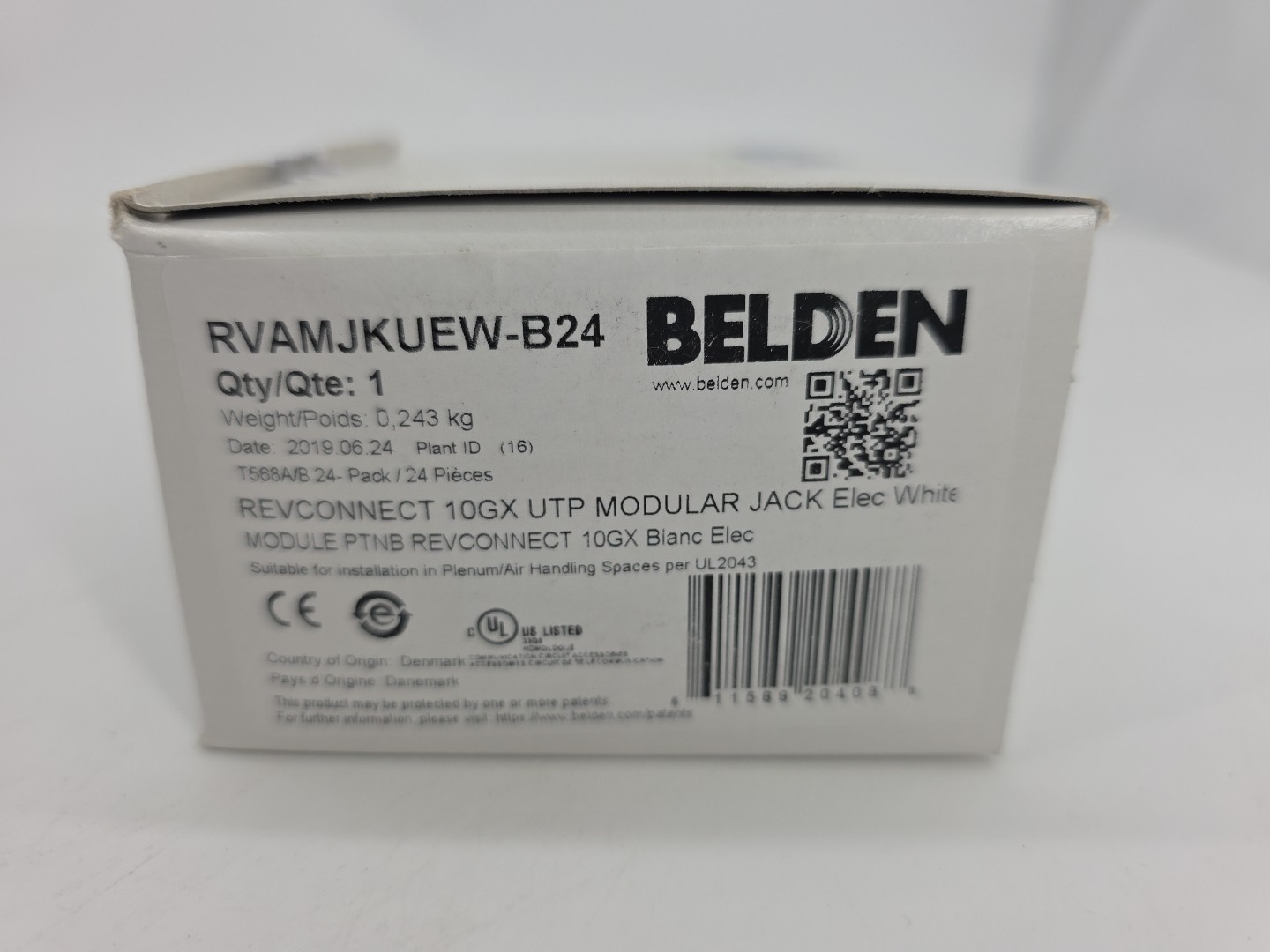 Qty 24 Belden RVAMJKUEW-B24 REVConnect 10GX UTP T568A/B White Modular Jack  QTY