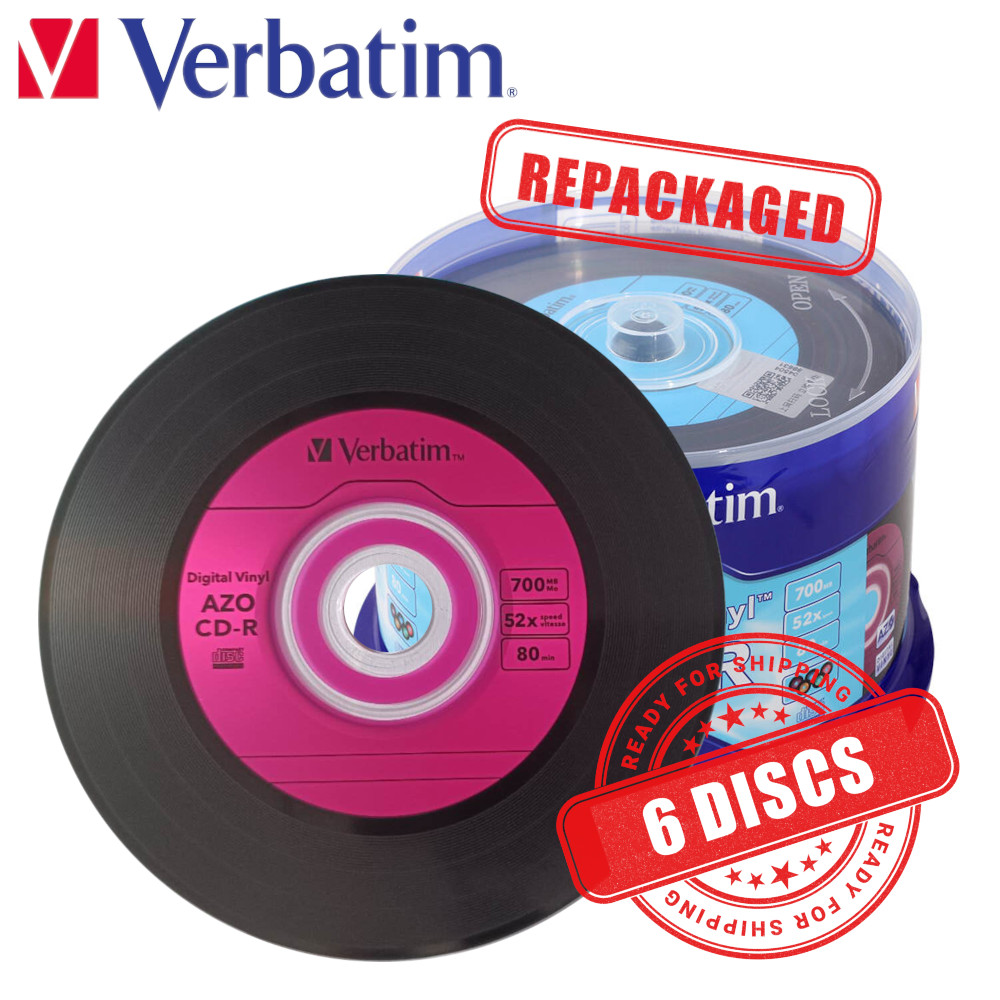 Verbatim AZO CD-R Digital Vinyl Blank CD LP Style 700MB 52x 6 Colors - 6 Discs