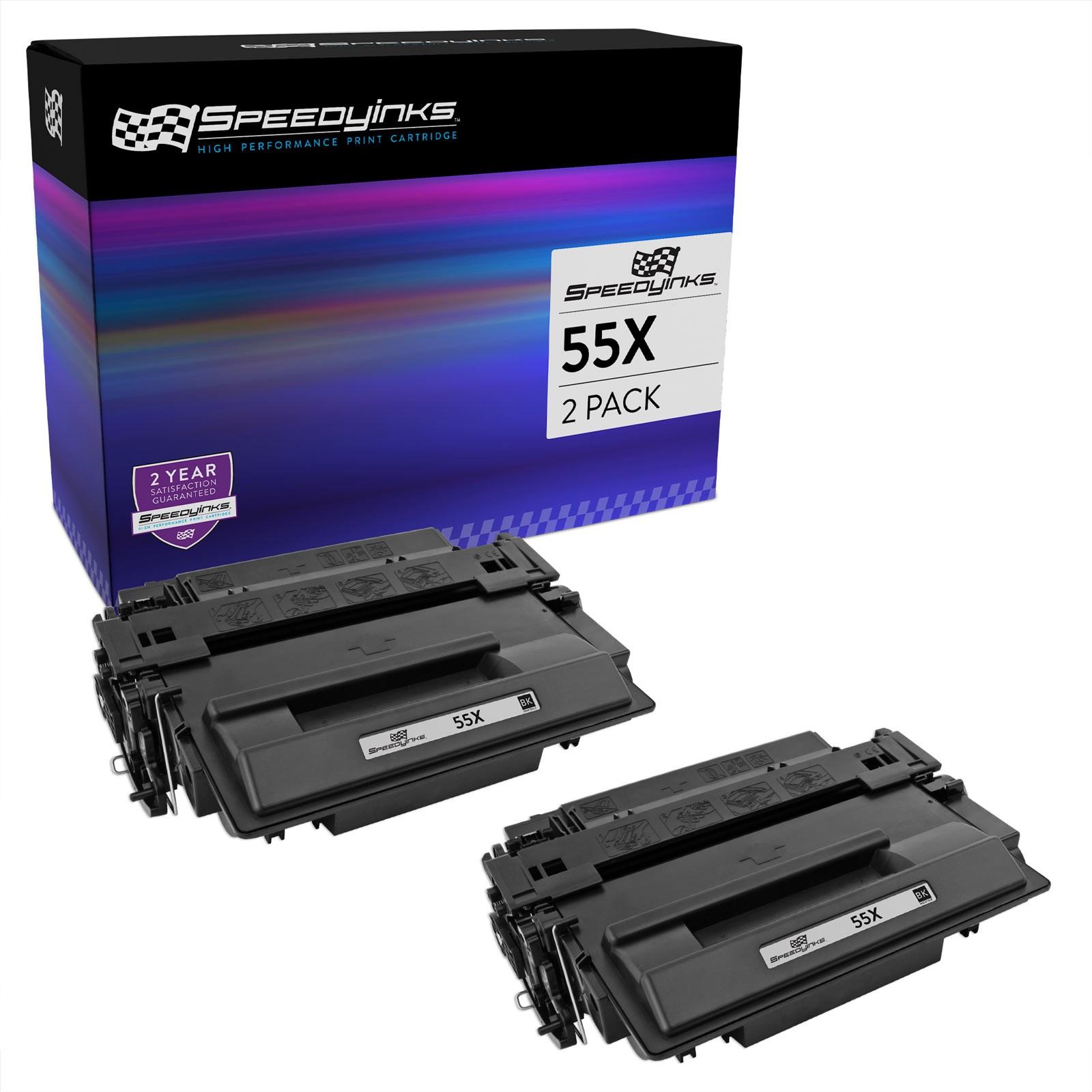 SPEEDY Compatible Replacement for HP 55X 55A CE255X CE255A Toner Cartridge 2PK
