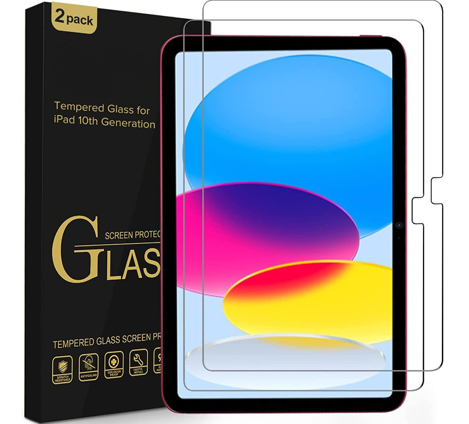 2 Pack HD Tempered Glass Screen Protector For iPad 10th 10.9inch 2022