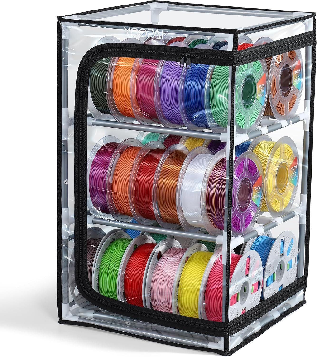 3D Printer Filament Storage Box, 3-Tier Filament Storage Rack with Transparent D