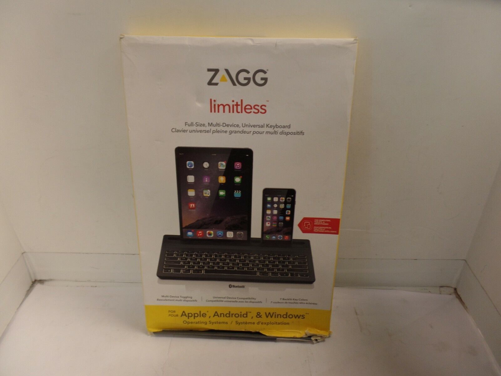 ZAGG Limitless, Full-Size Multi-Device Universal Bluetooth Backlit Keyboard 