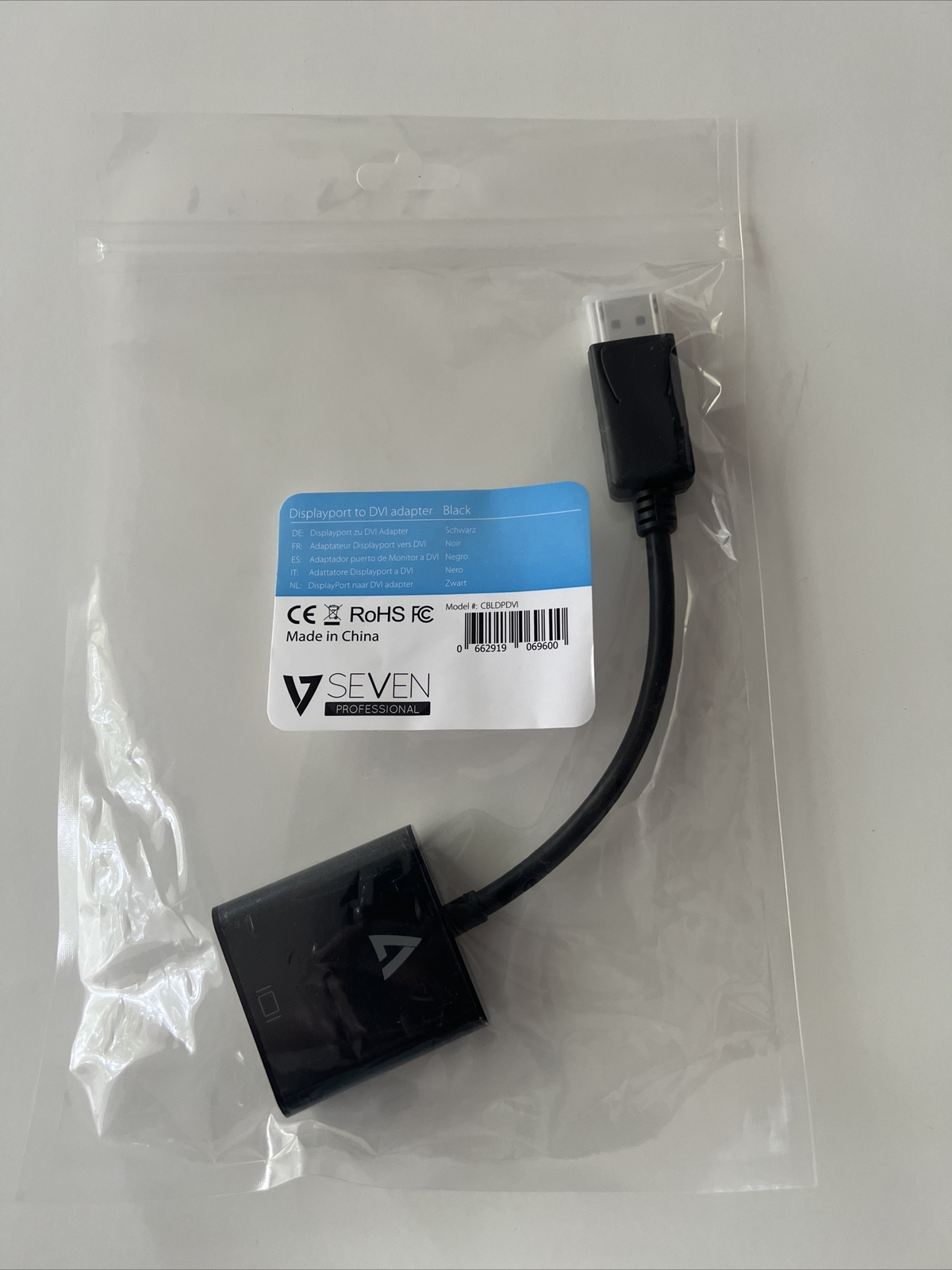 V Seven DisplayPort to Single Link DVI-D Active Adapter 1080p Display