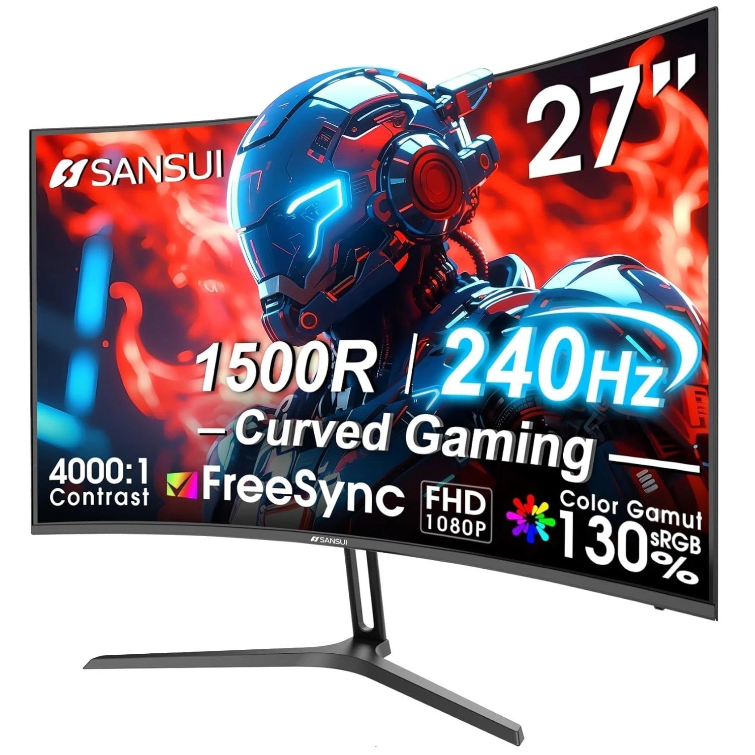 27 Inch Curved 240Hz FHD Gaming Monitor, 1500R, FreeSync