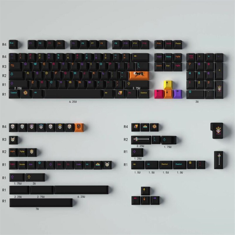 GMK Mictlán Theme Key Cap Cherry Profile PBT Keycaps For MX Keyboard 129 Keys