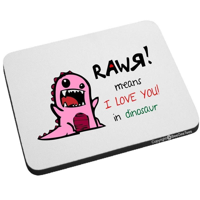  Beegeetees Rawr Means I Love You In Pink Dinosaur Mouse Pad Valentines Day RA