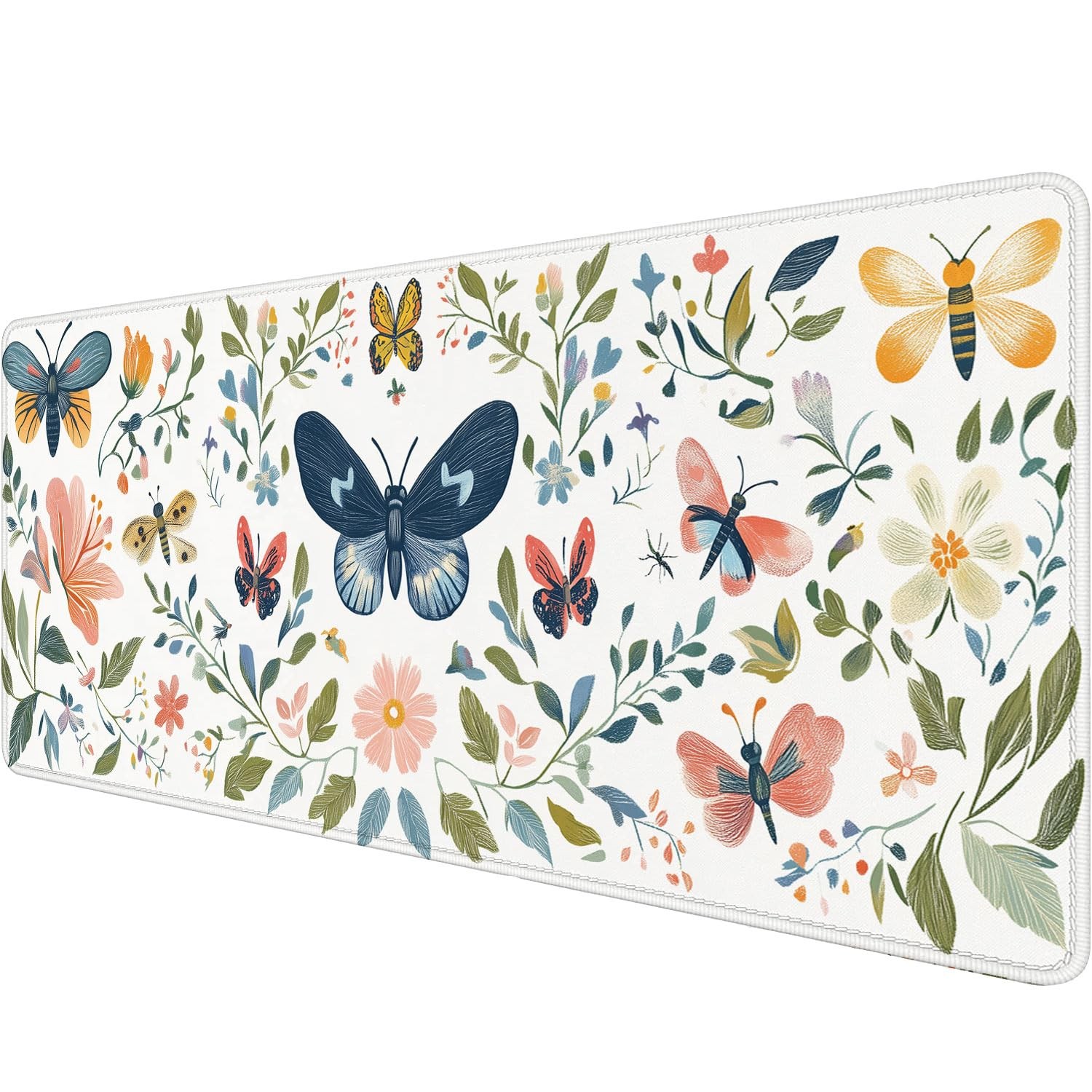 Vintage Floral Desk Pad Mouse Pad 31.5 x 11.8 Inch Butterfly Moth Bee Boho XL...