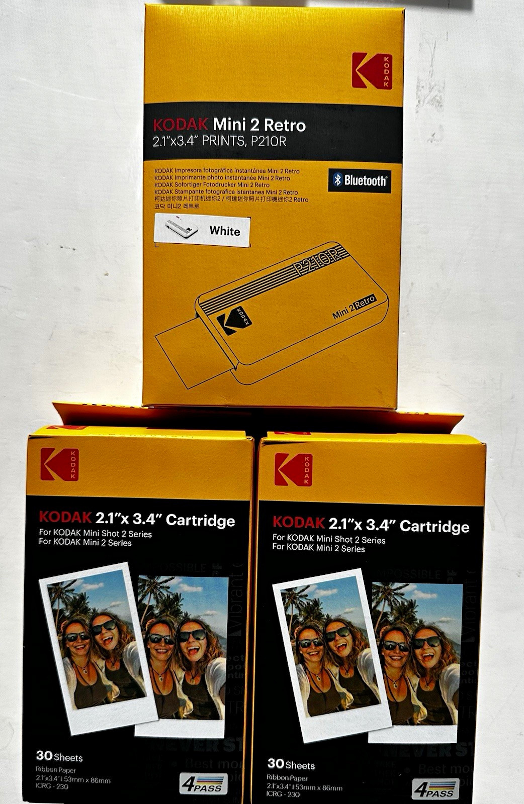 Kodak Mini 2 Retro P210R Portable Photo Printer White Bundle + 60 Sheet Crtg new
