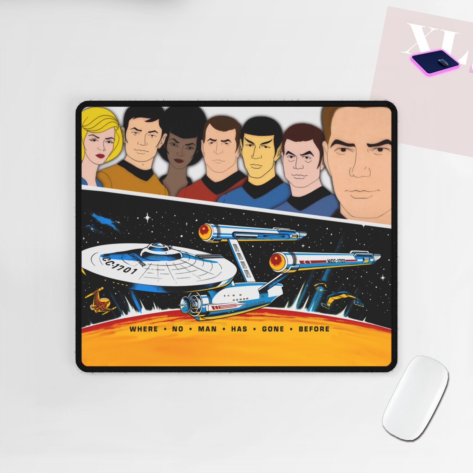 Star Trek TOS Mouse Pad, Gaming Desk Mat I Original Series Animated Cartoon 