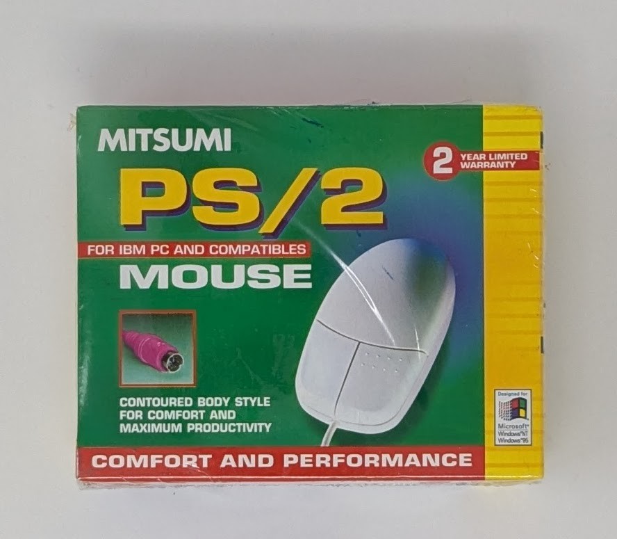 Vintage Mitsumi 2 Button PS/2 Mouse For PC Computer Sealed