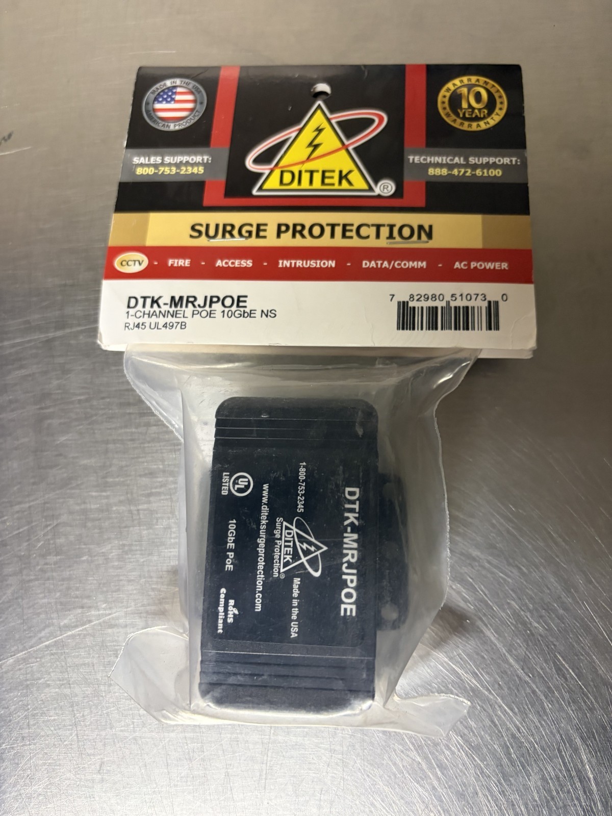 Ditek Single Channel POE 10GbE NS RJ45 Circuit Protector DTK-MRJPOE