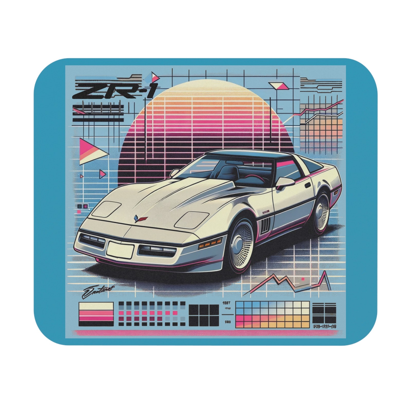 C4 ZR-1 Mouse Pad Retro Vaporwave 80s 90s Chevy Sports Car Desk Mat