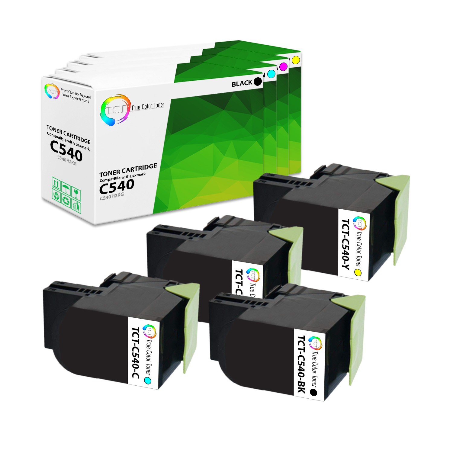 4Pk TCT Prem For Lexmark C540 C540H2KG C540H2CG C540H2MG C540H2YG Compatible