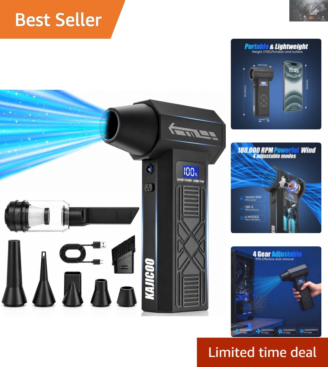 Advanced Compressed Air Duster – Fast Charging, Reusable Filter, Durable Design
