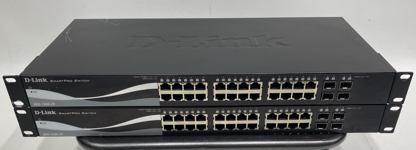Lot of 2 D-Link 28-Port Gigabit Managed Network Switch (DGS-1500-28)