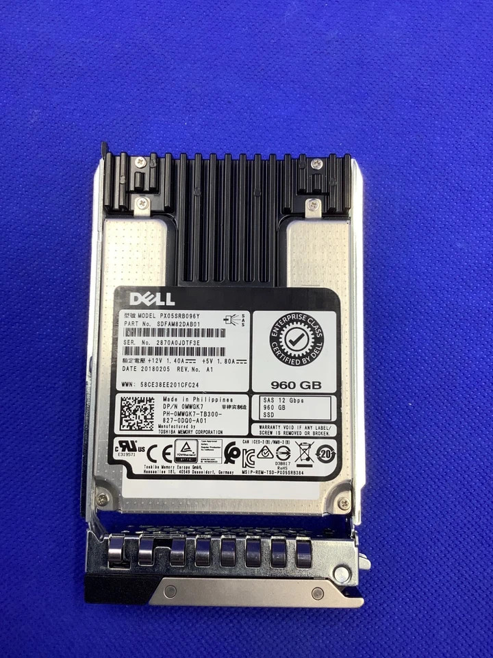 New Dell 960GB SAS 12Gbps RI 2.5''Enterprise SSD MWGK7 0MWGK7 PX05SRB096Y
