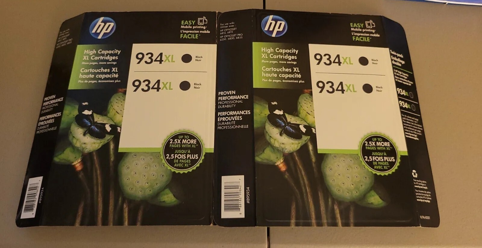 HP #934XL Black Ink Cartridge C2P23AN GENUINE QTY 4
