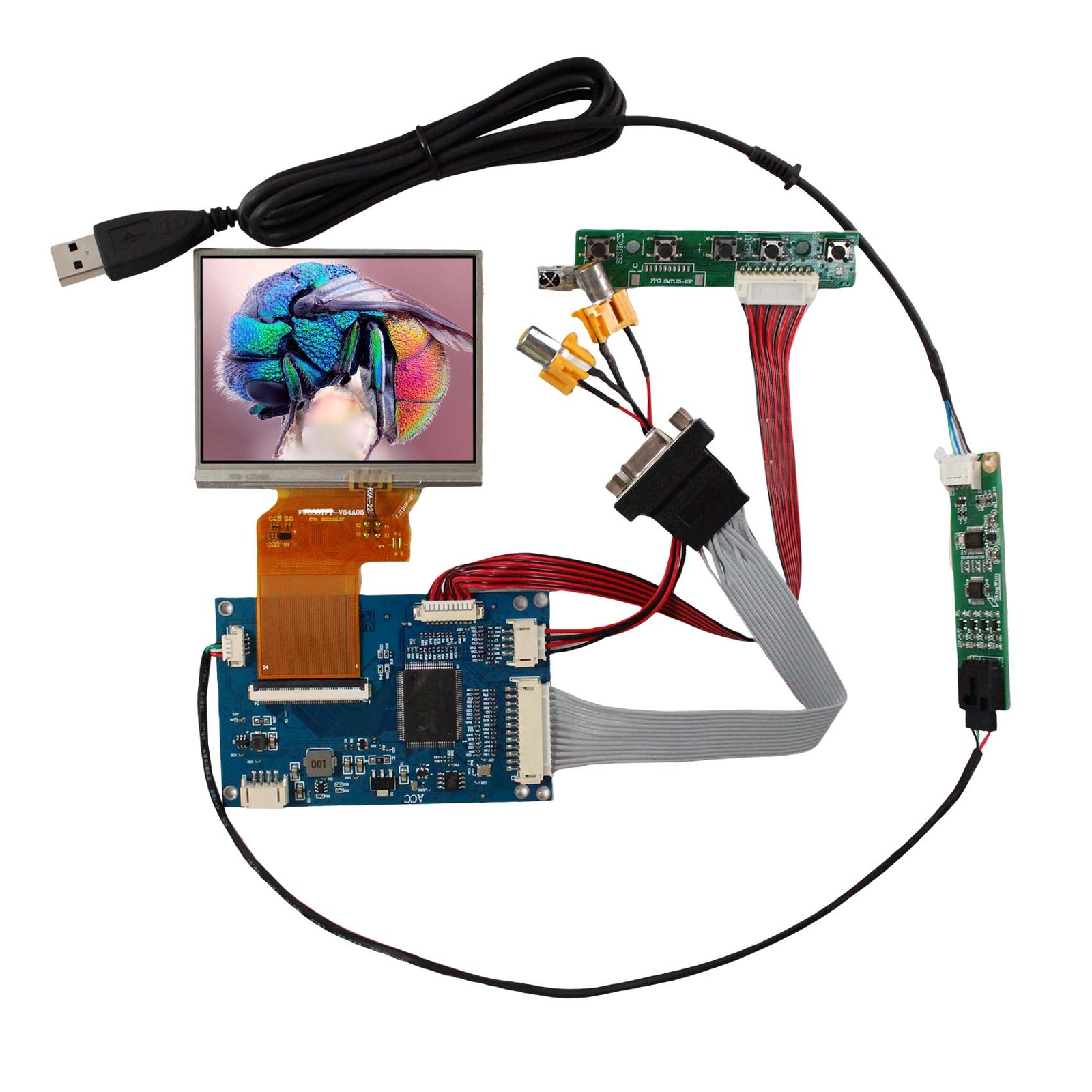 VGA AV CVBS LCD Controller Board 3.5inch 640x480 Resistive Touch  LCD Screen