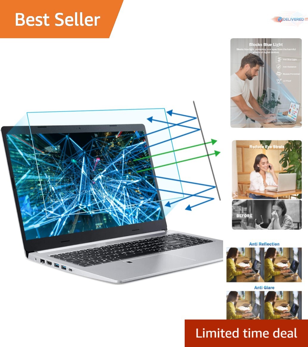 2-Pack 15.6" Anti Blue Light Screen Protector, Matte Anti Glare for Laptops