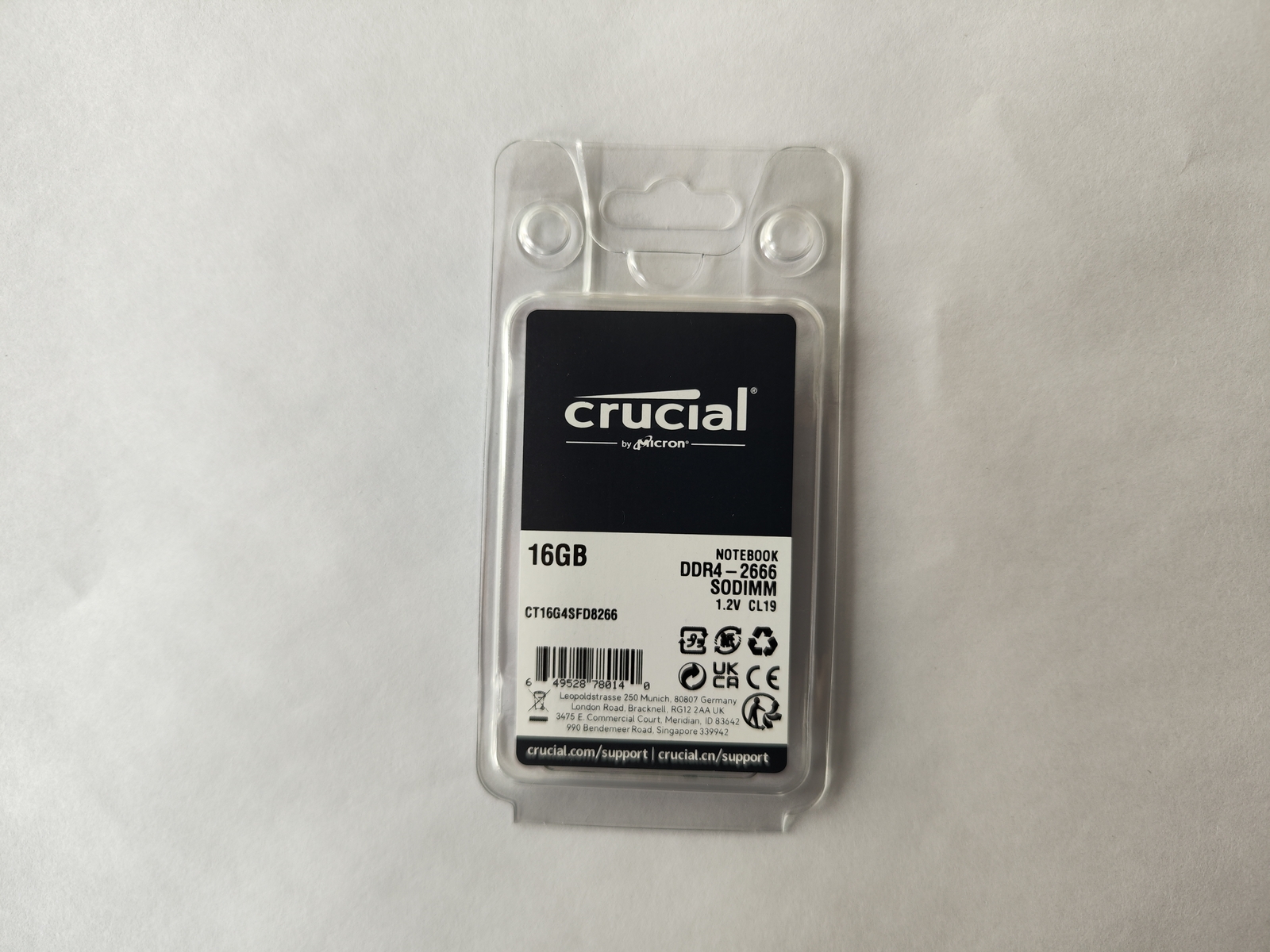 Crucial genuine 16GB 2666MHz DDR4 Notebook Memory 2Rx8 SODIMM Ram CT16G4SFD8266