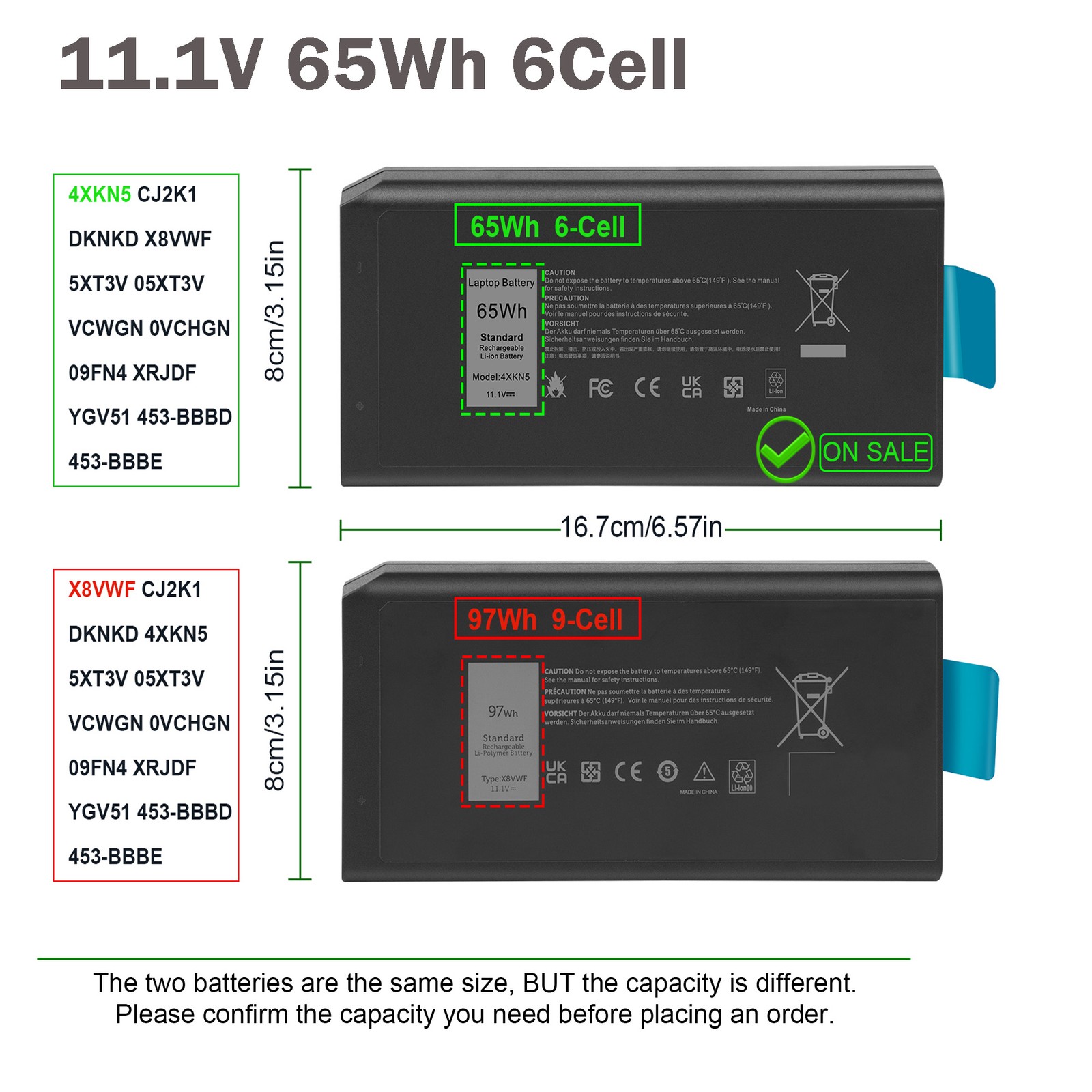 4XKN5 Battery For Dell Latitude 14 Rugged 5404 7404 E5404 P46G P46G001 X8VWF NEW
