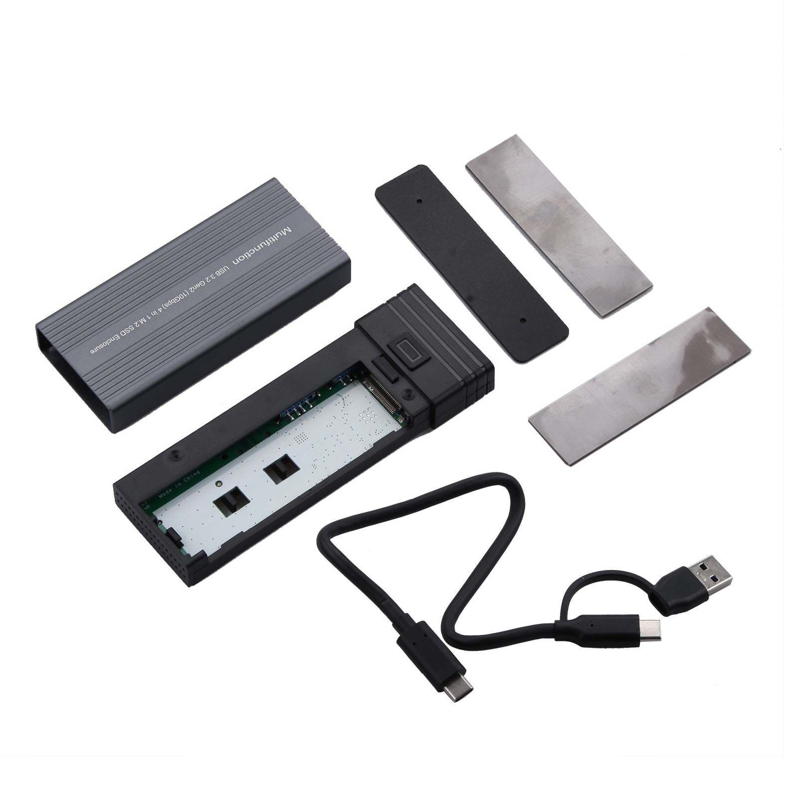 10Gbps Mobile External SSD Adapter Case Supports M.2 NVMe&M.2 SATA PCIe SSD