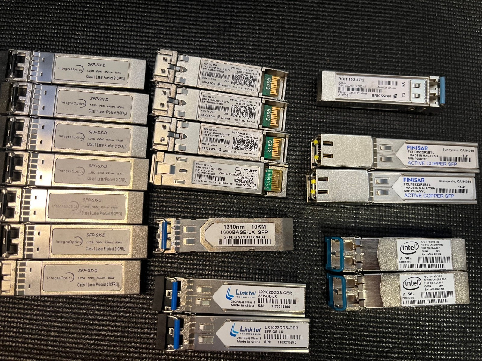 Intel 100Base SFP Transceiver Modules Linktel Finisar Ericsson Mixed Lot 19