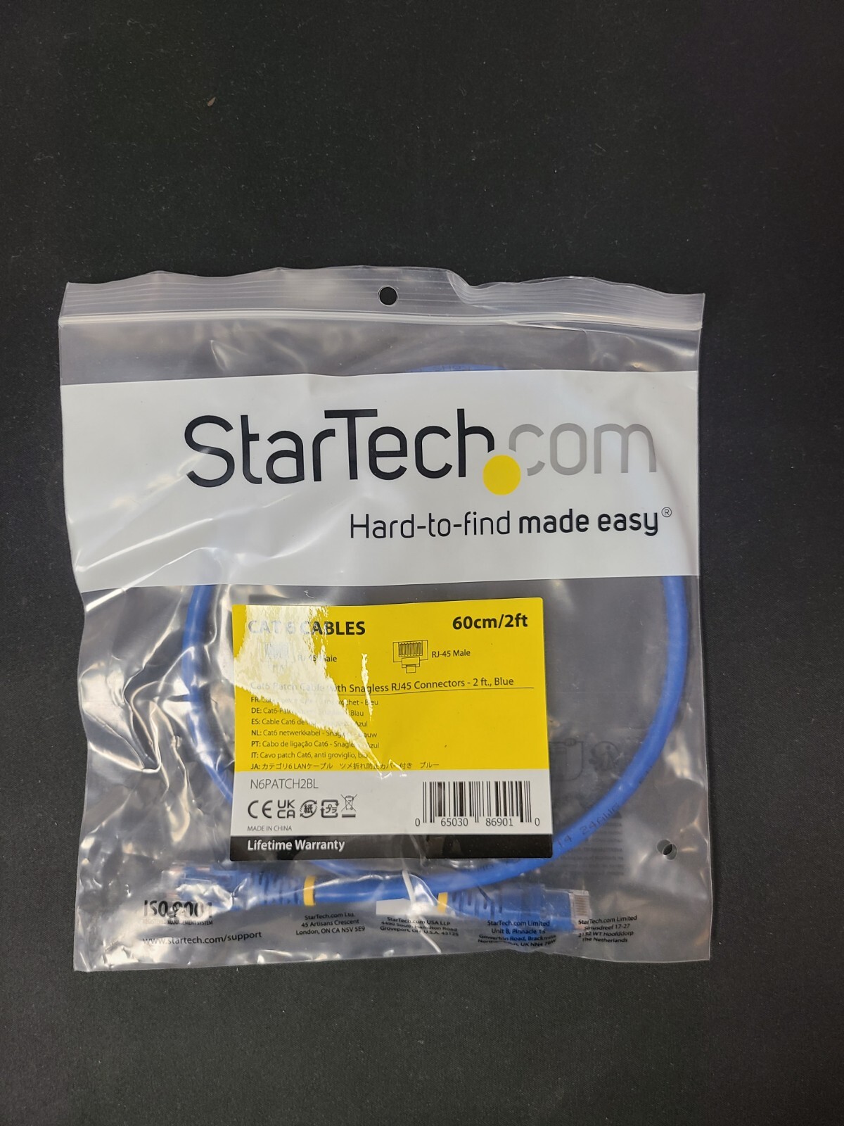 Startech 2ft CAT6 Ethernet Cable - Blue CAT 6 Gigabit Ethernet Wire