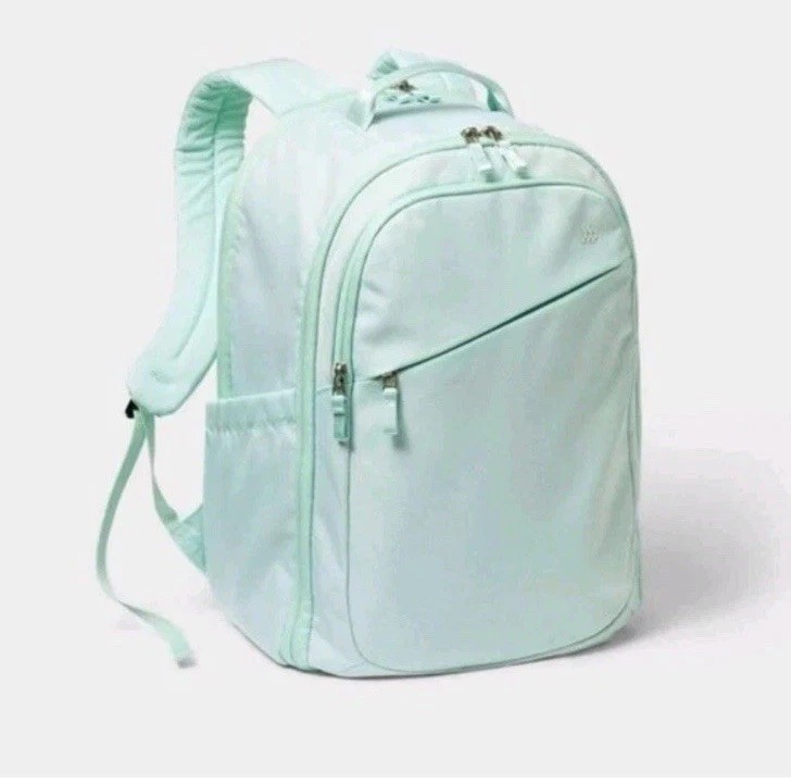 All In Motion Blue Water Resistant Backpack Fits 17” Laptop