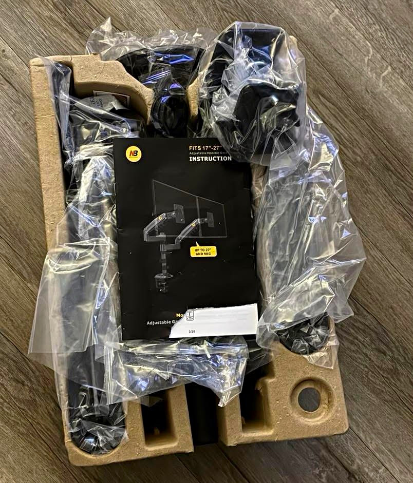 NB Dual Monitor Desk Mount Stand Arm Kit Fits 17-27 in Screens, Black