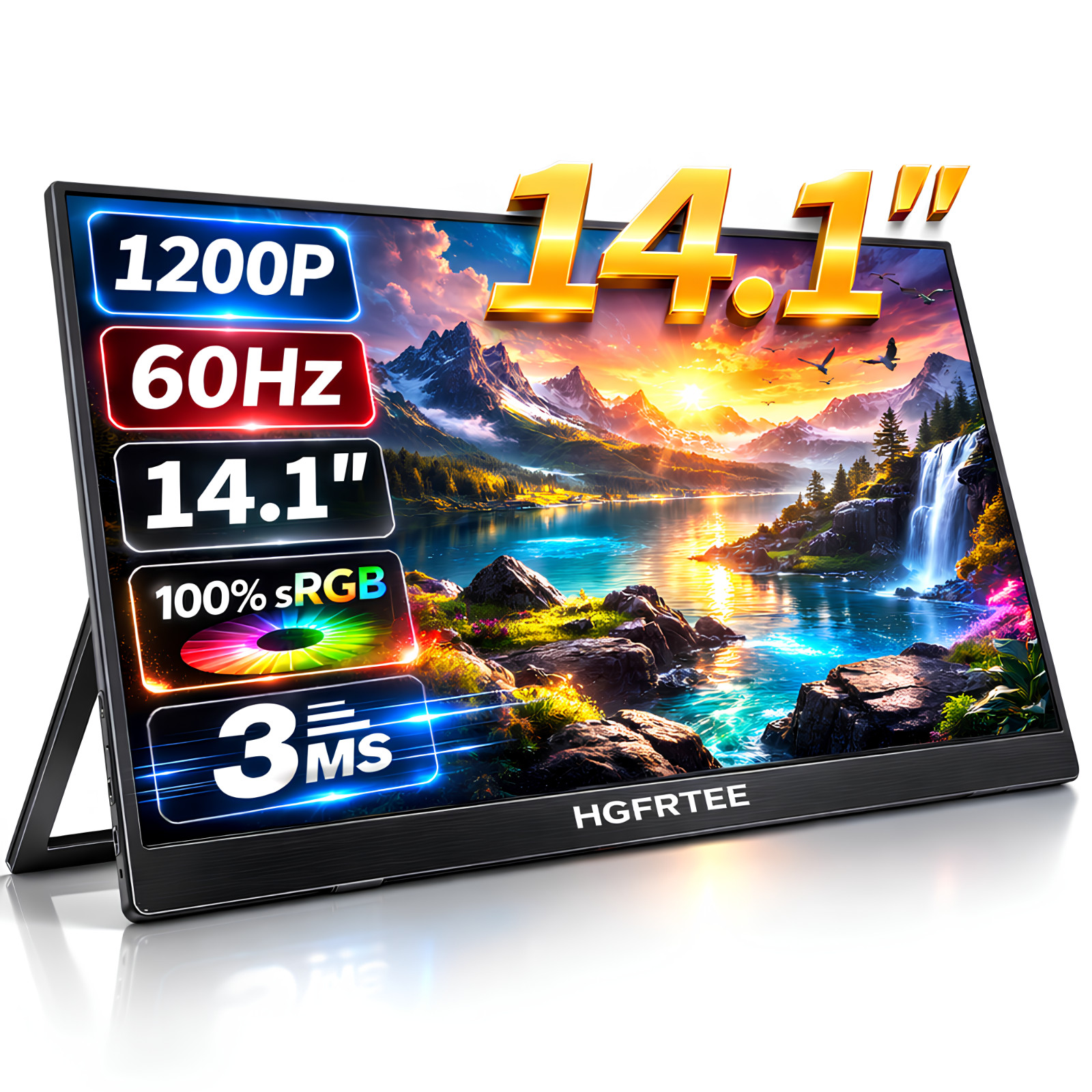 HGFRTEE 14.1" Portable Monitor 1920x1200 FHD IPS Laptop Second Screen HDMI