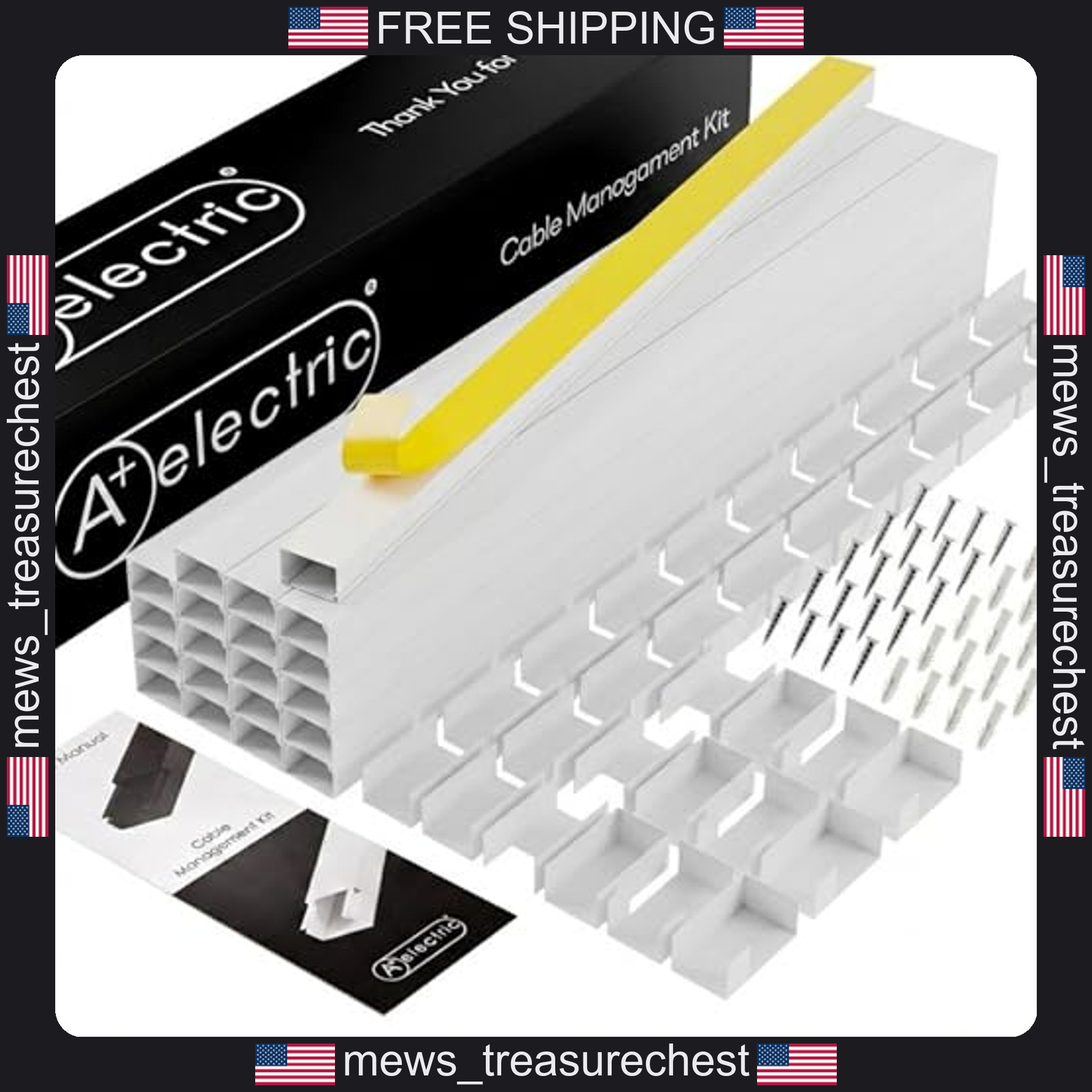 Cord Cover Kit 26ft Self-Adhesive Cable Raceway with Connectors and Corners