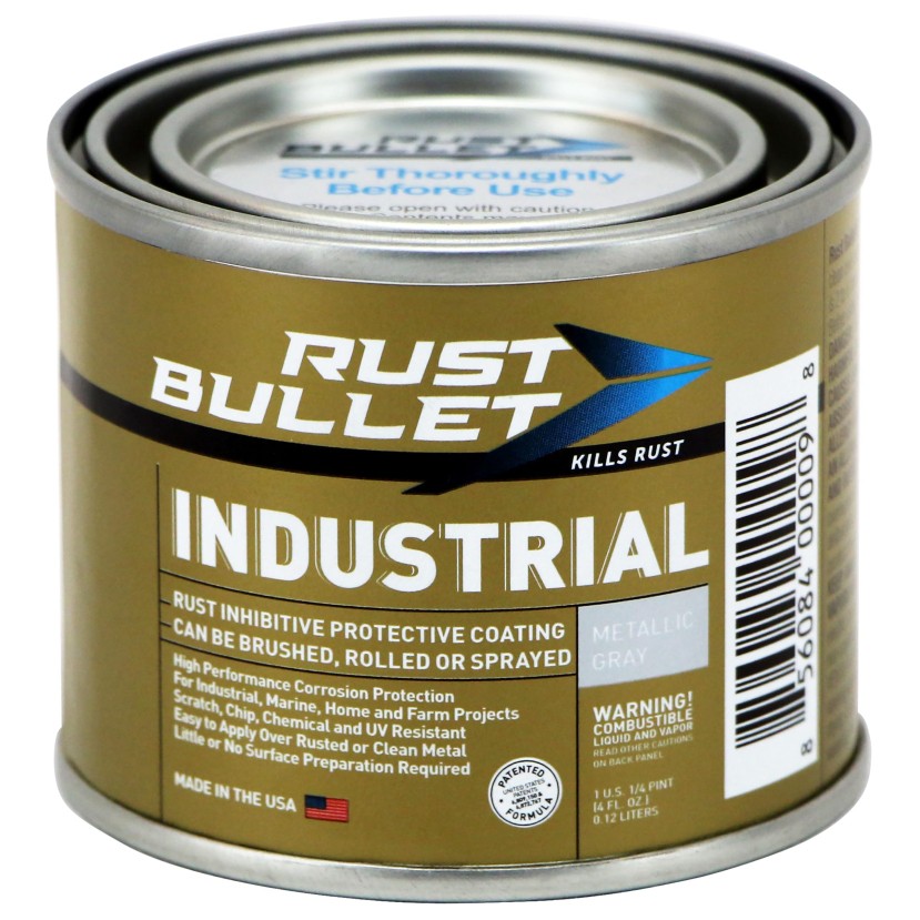 RUST BULLET Industrial - Metallic Gray - 1/4 Pint - Rust Preventative Coating fo