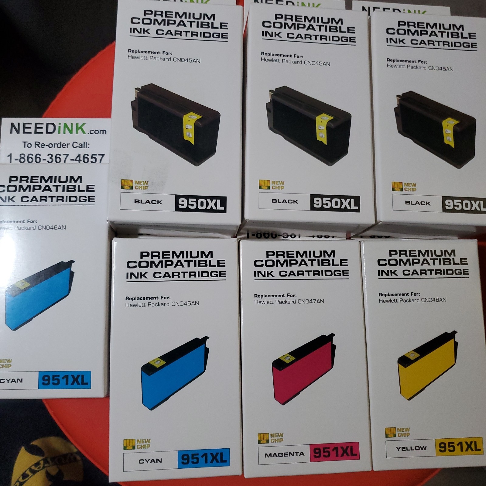 Premium  Compatable Ink Cartridge Hp Cn045an Lot Of 8 Black And Colors