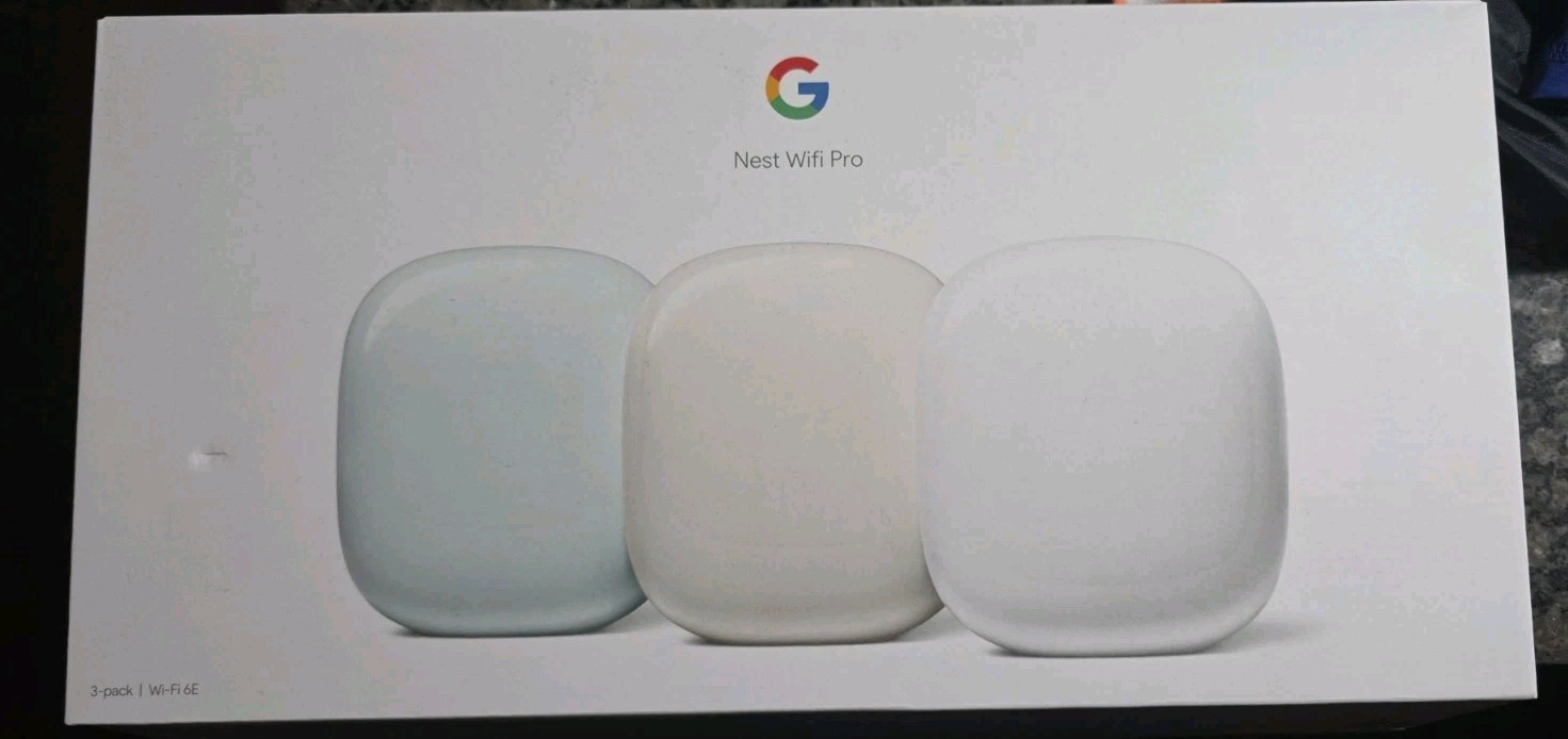 Google Nest WiFi Pro AXE5400 WiFi 6E Tri-Band Mesh Routers 3 Pack Snow +TESTED