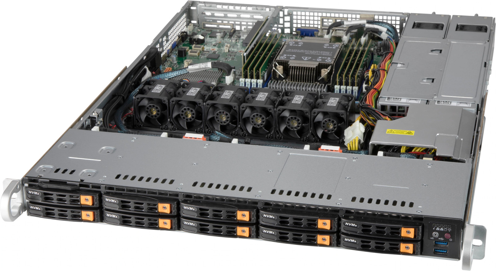 Supermicro CSE-116AC10-R860CB-N10 1U Chassis - Redundant 860W, 10 Nvme HDD trays