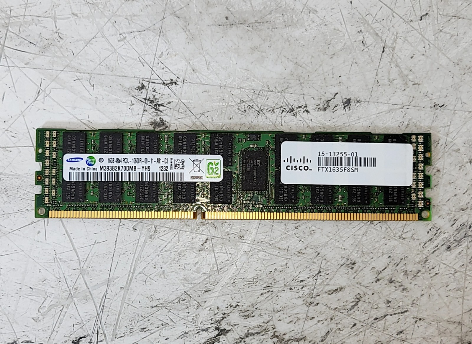 SAMSUNG M393B2K70DMB-YH9 1232 Server RAM PC3L-10600R 4Rx4 16GB DDR3