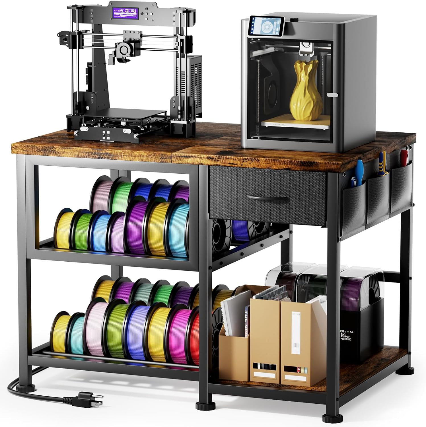 3D Printer Stand with Filament Storage Rack, Heavy Duty 3D Printer Table with Po