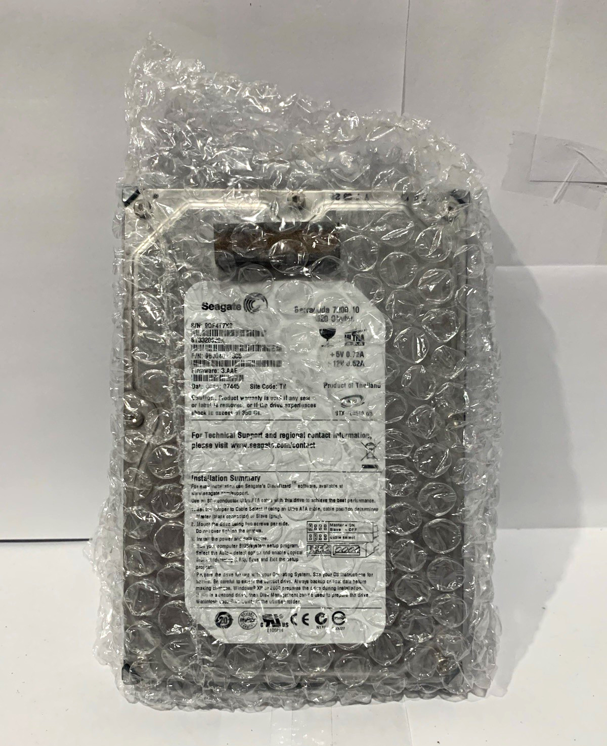 Seagate Barracuda 7200.10 ST3320620A 320GB IDE 3.5in 7200RPM 16MB SMART