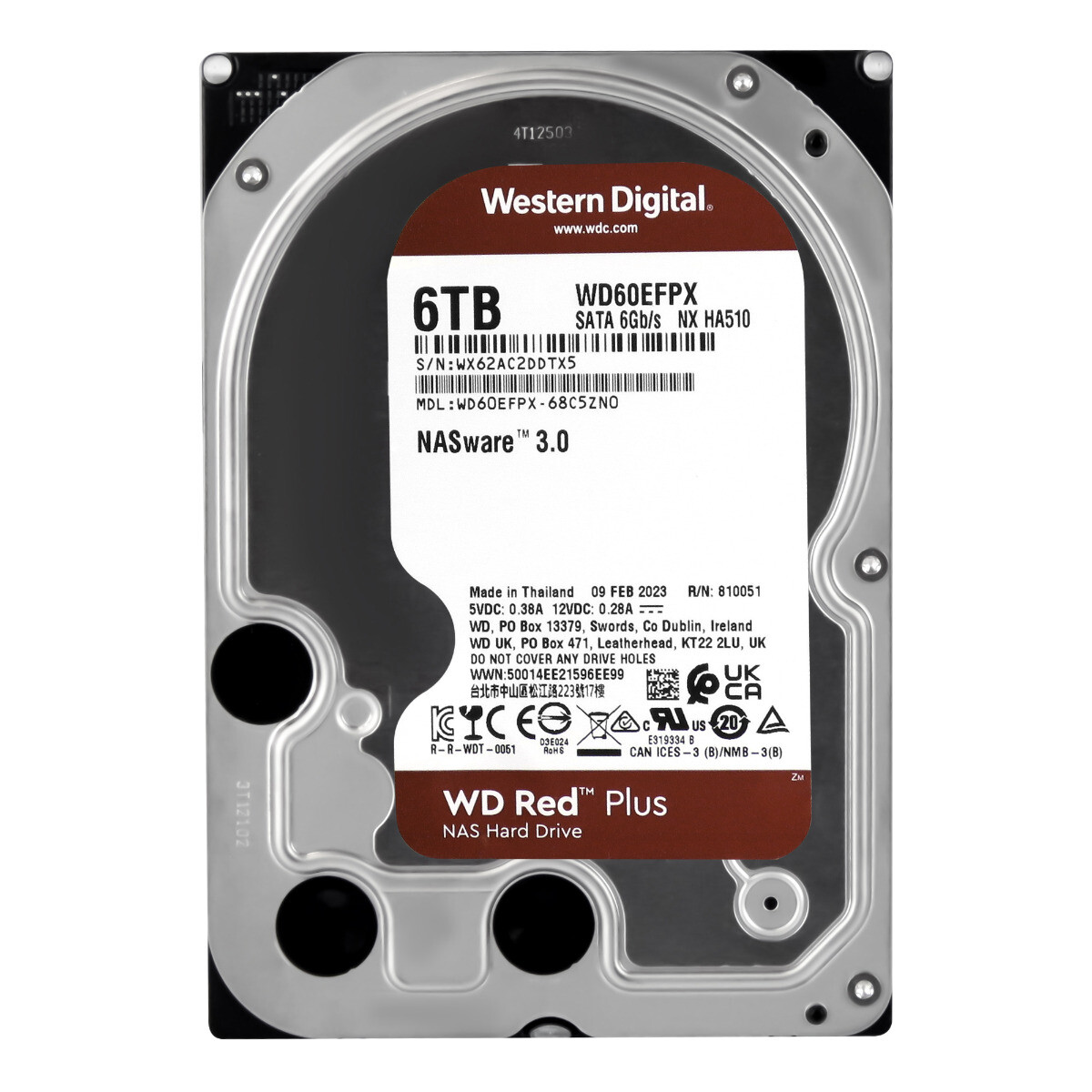 for Western Digital WD 6TB Red Plus NAS SATA HDD Internal Hard Drive WD60EFPX