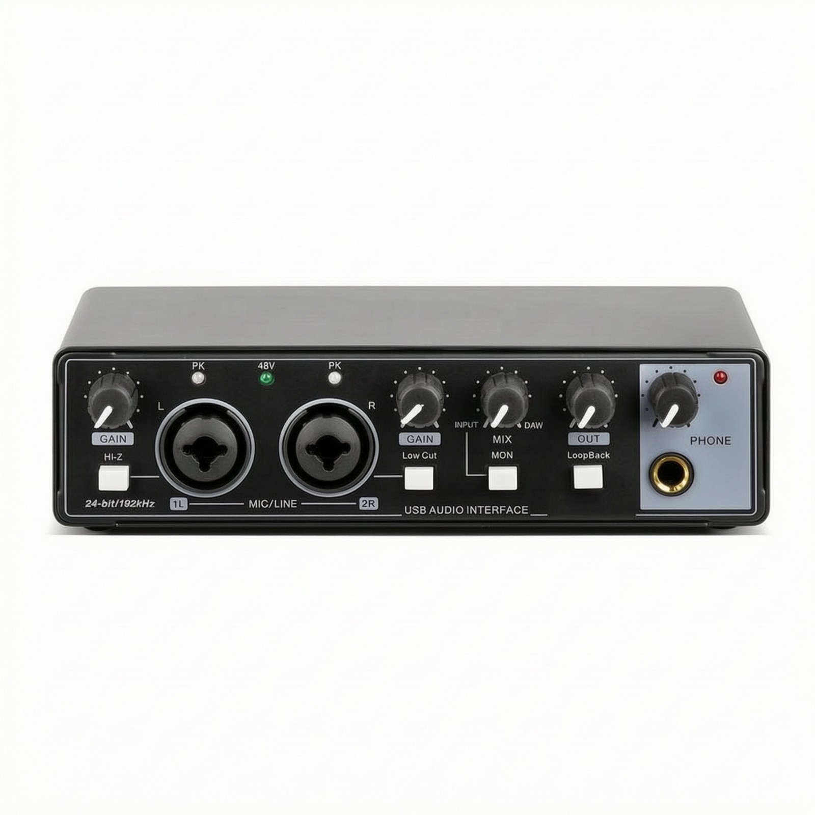 USB Audio Interface Professional Audio Interface with Loopback Bus-Powered