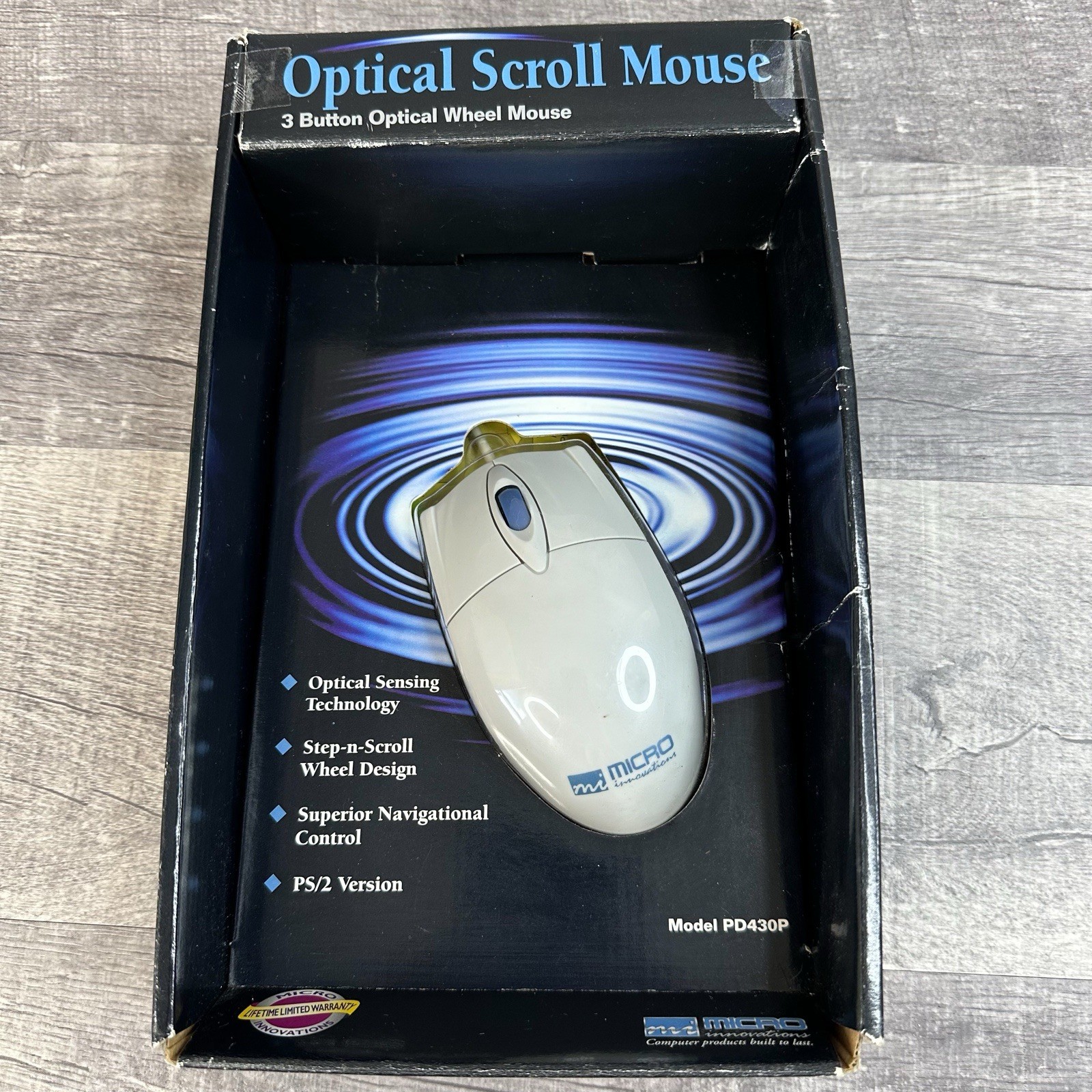 Micro Innovations PS/2 Wired Mouse Classic Logo PD430P Vintage NOS In Box