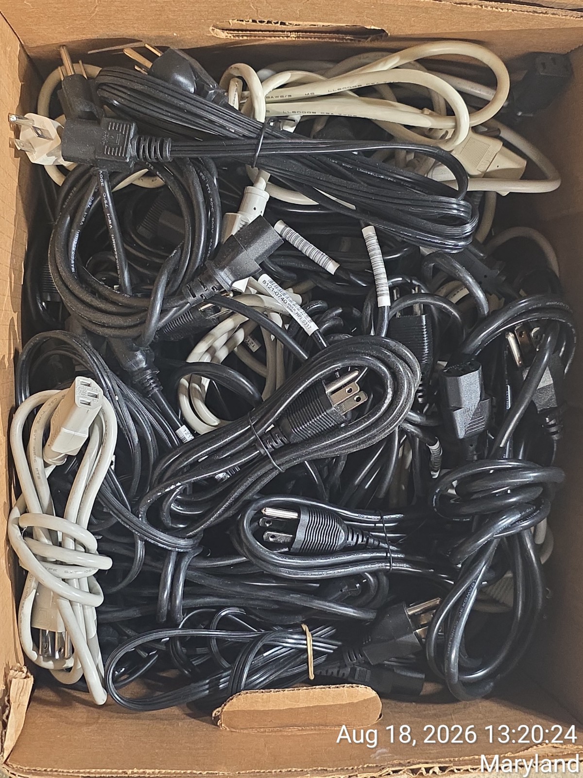 Lot of 50 3-Prong Standard PC Computer Monitor AC Power Cord Cable various size