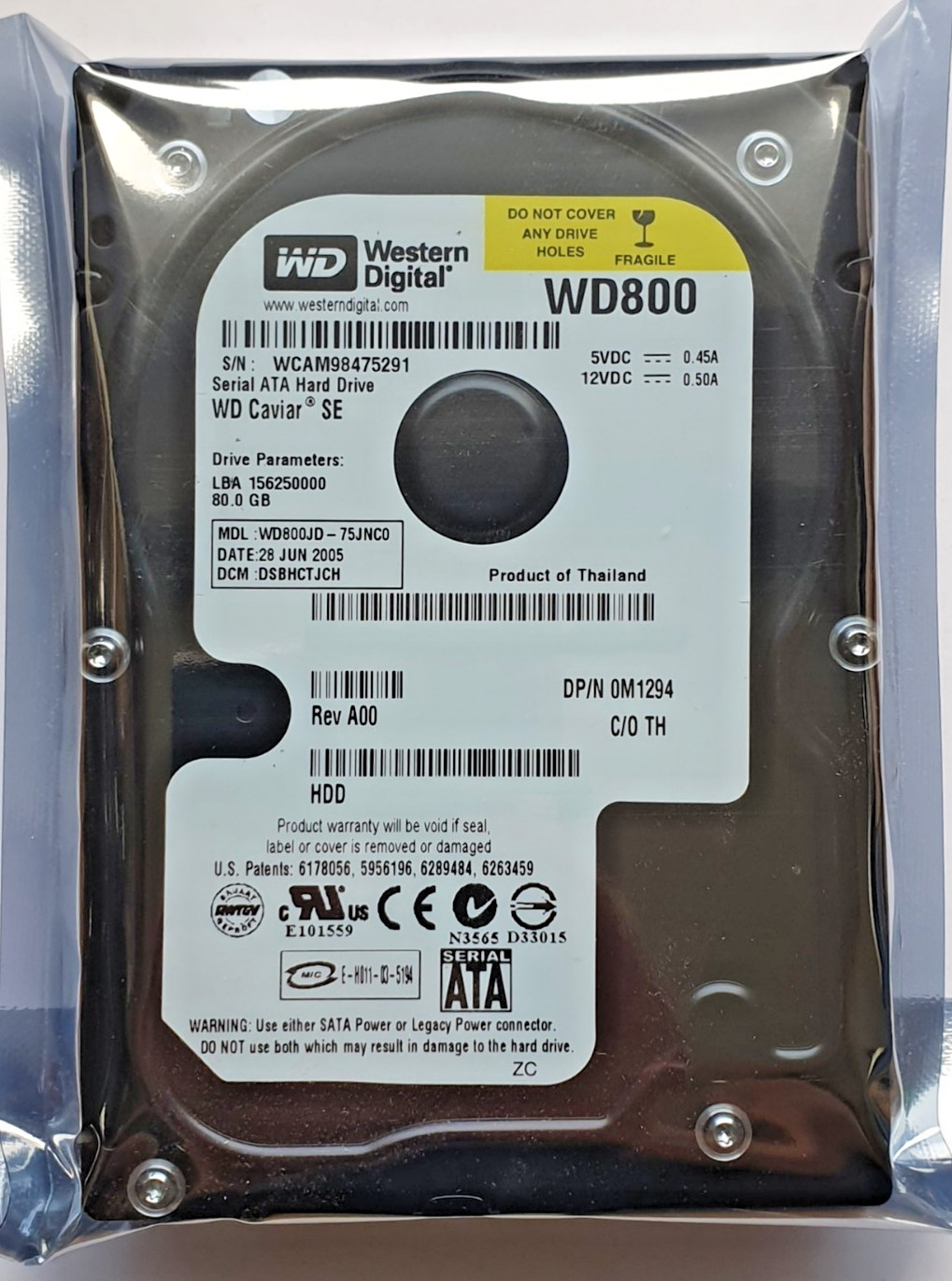 80GB SATA Western Digital WD800JD-75JNC0 7200RPM 8MB 3.5" HDD Hard Drive New