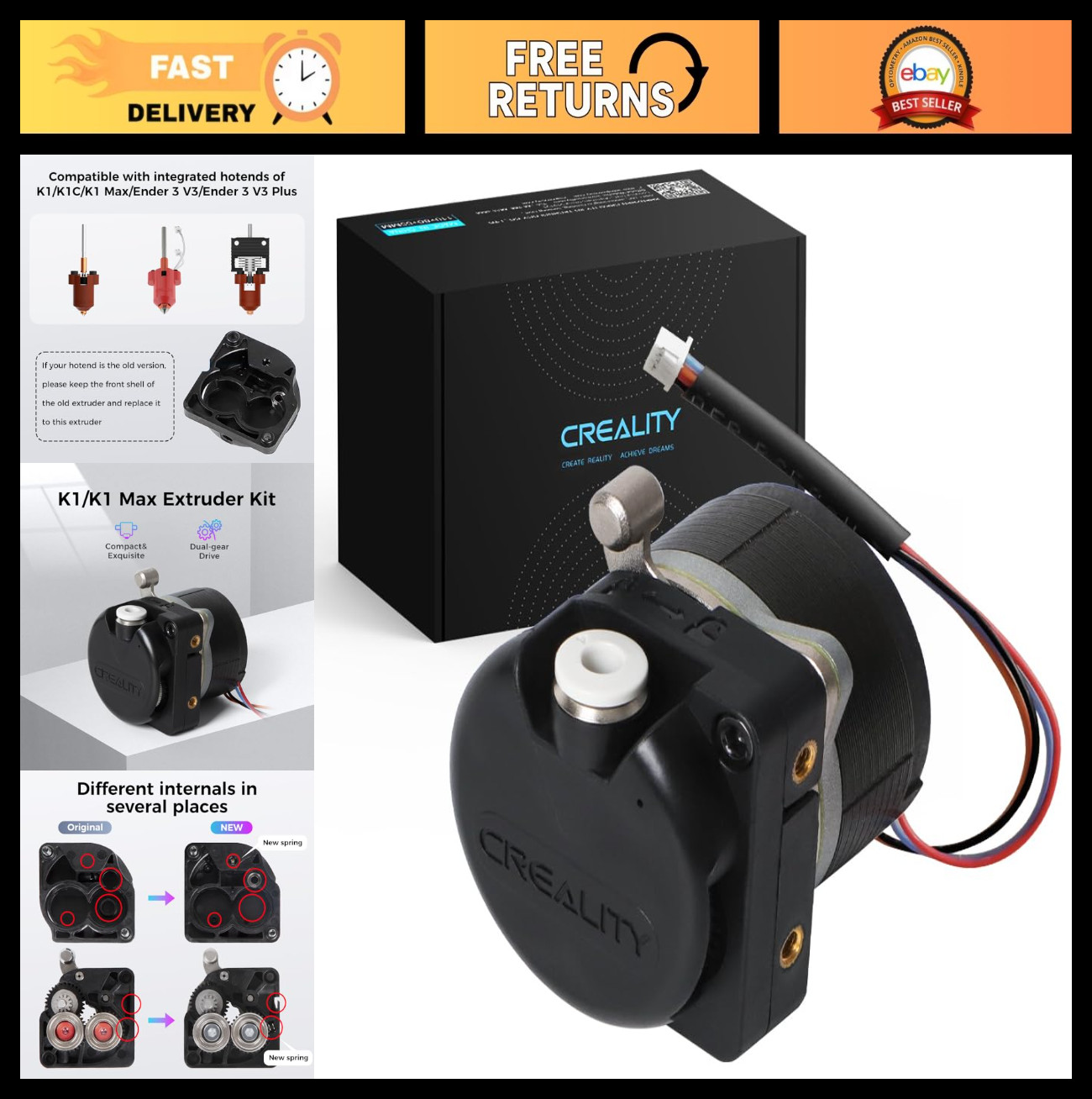 Upgraded Direct Drive Dual Gear Extruder Kit for K1 SE/Ender 3 V3 Plus 3D Printe