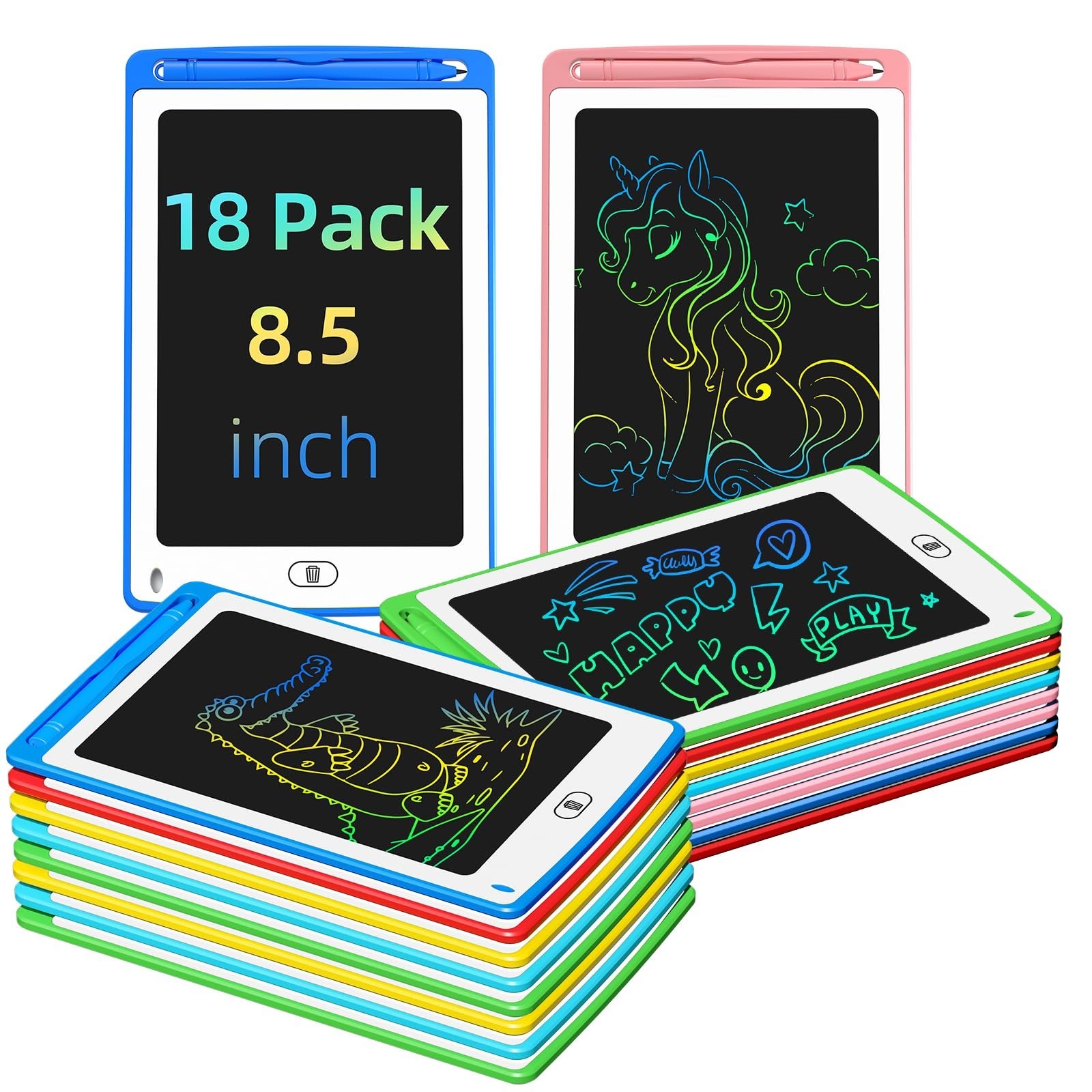 Pack 8.5 Inch LCD Writing Tablets Kids Doodle Board Drawing Stylus