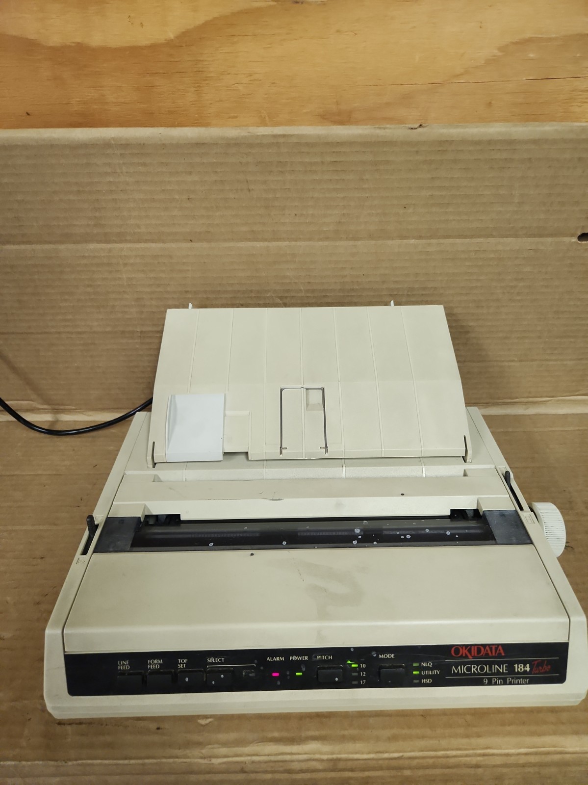 Okidata Microline 184 Turbo Dot Matrix Printer - Powers On/Spool Moves - AS-IS H